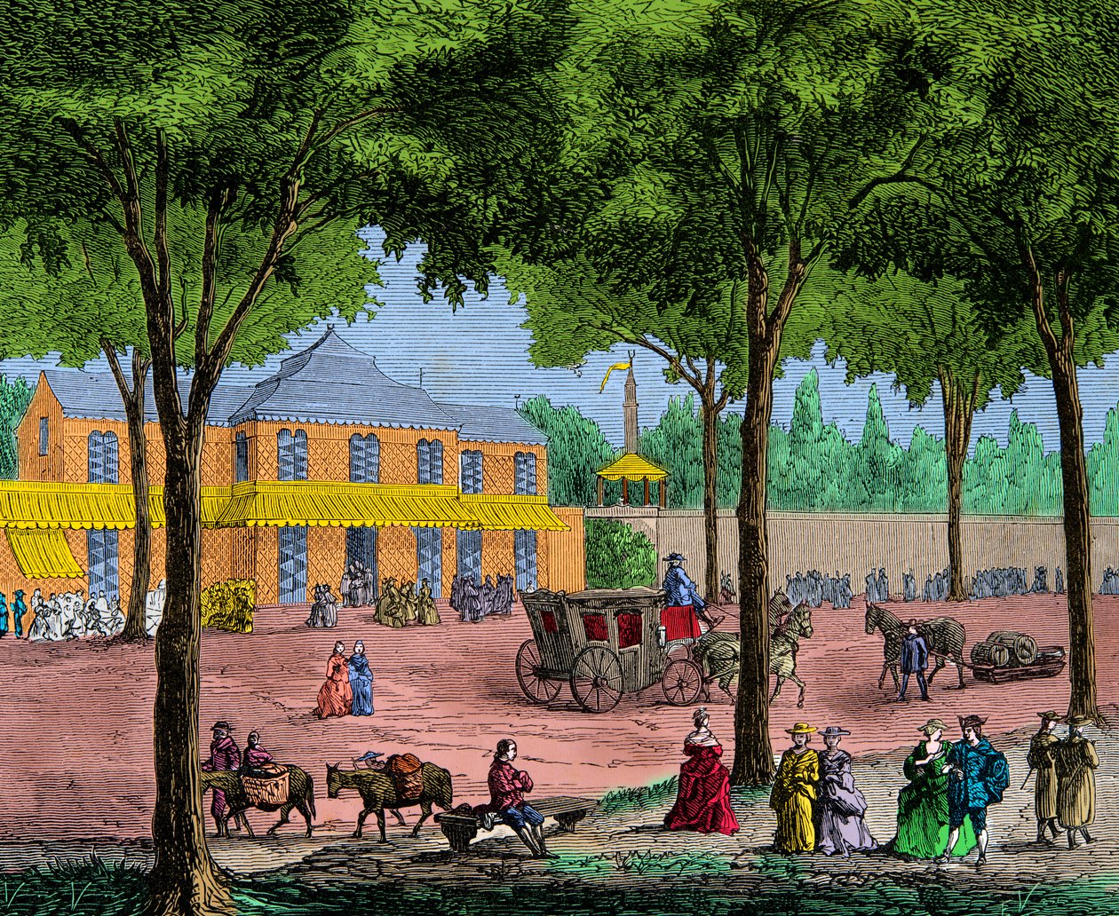 Den tyrkiske cafe på Boulevard du Temple i Paris i 1780, gravering, privat samling af Anonymous Anonymous