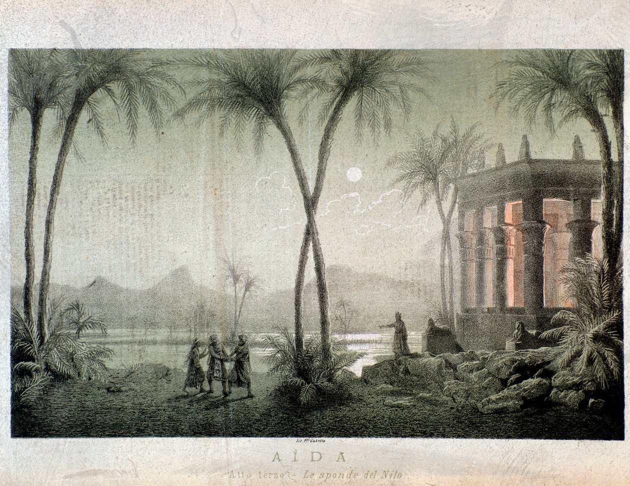 Nilens bredder. Illustration til akt III af Aida, opera af Giuseppe Verdi af Anonymous Anonymous