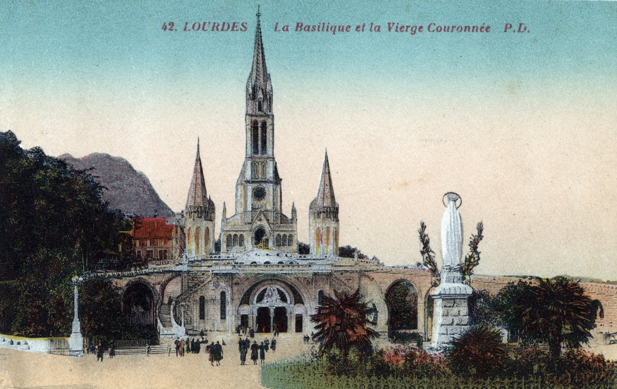 Basilikaen og jomfruen kronet i Lourdes - Hautes Pyrenees (65) omkring 1900. af Anonymous Anonymous