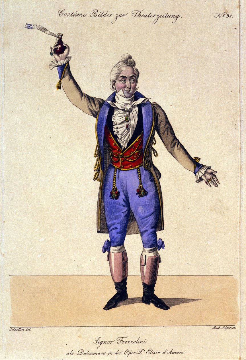 Bassen Giuseppe Frezzolini (1789-1861) fortolker Doctor Dulcamara i operaen "L