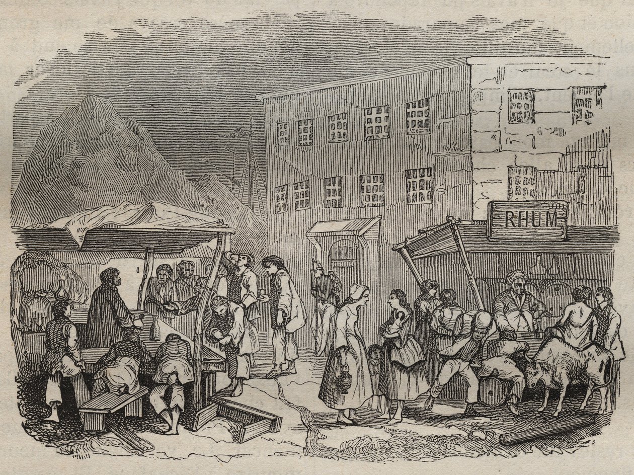Kantinen i bagne de Rochefort i det 19. århundrede. Indgravering i "Fangernes historie fra deres skabelse til i dag"" (1877) af Pierre Zaccone (1817-1895) (Colonia Penale - Straffekoloni) Privat samling. af Anonymous Anonymous