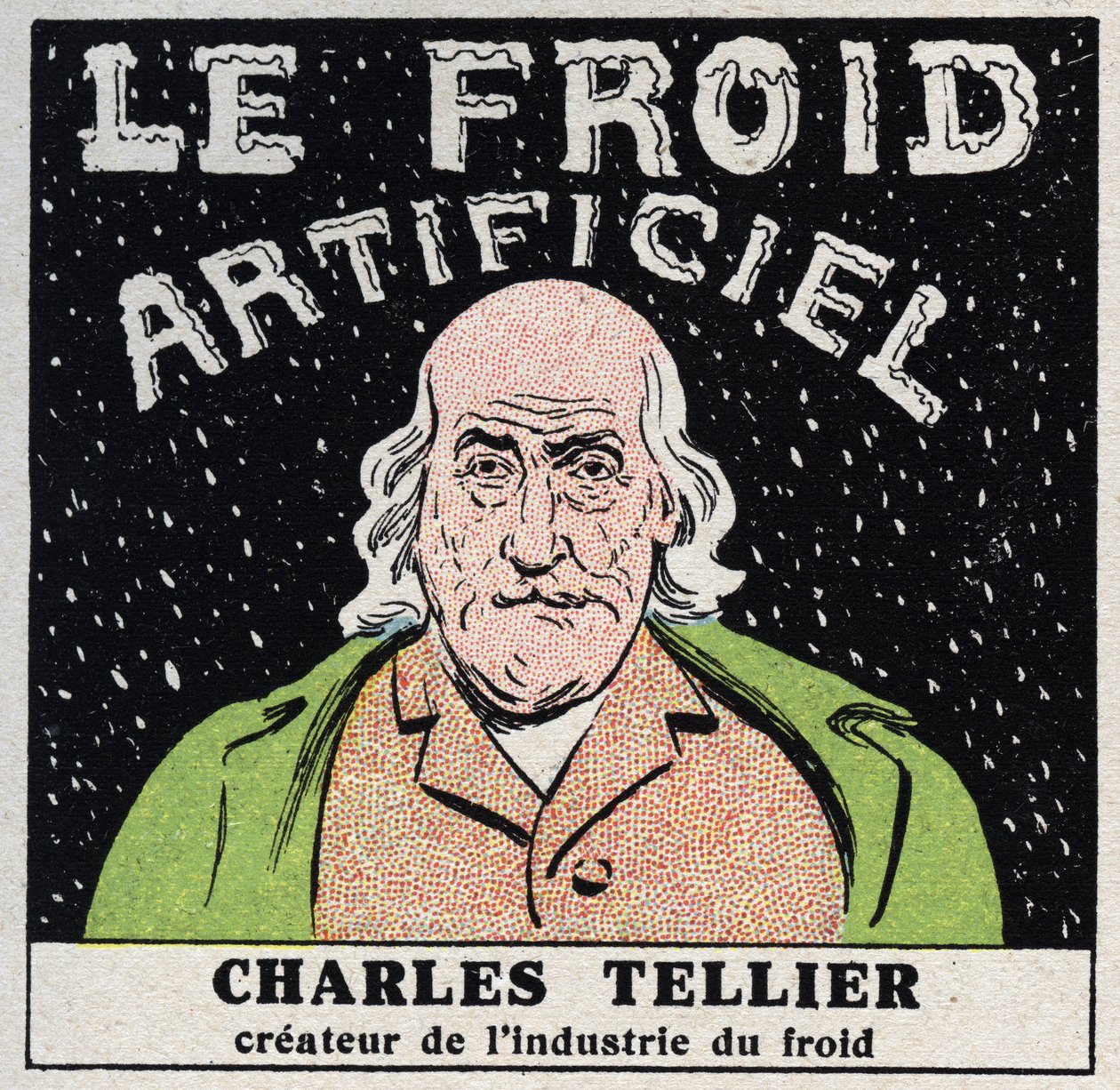 Den kolde industri: kunstig kulde opfundet af Charles Tellier (1828-1913). Anonym illustration fra 1925. Privat samling. af Anonymous Anonymous