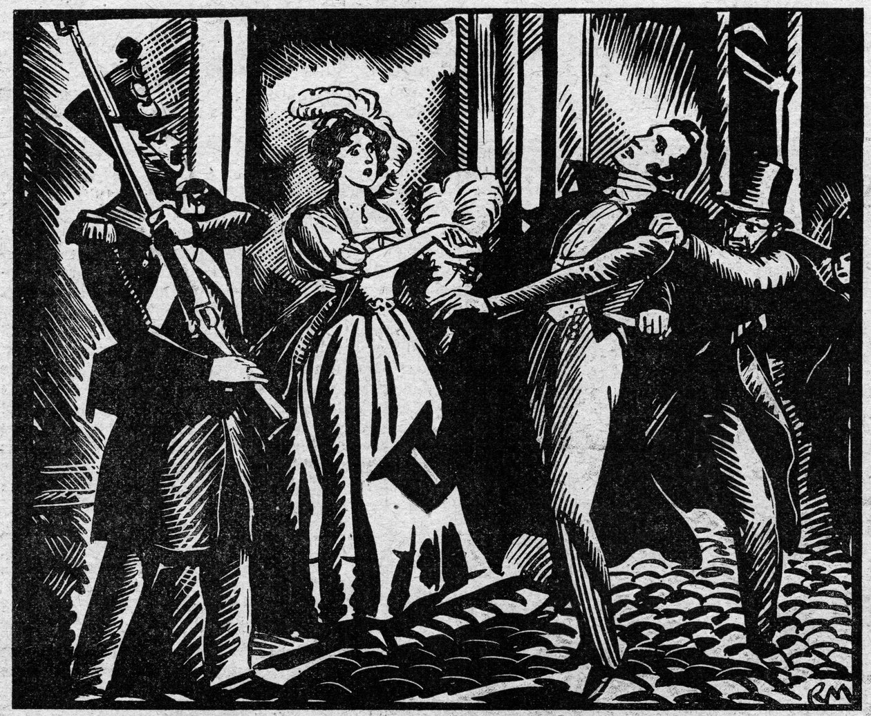 Hertugen af Berrys død (1778-1820) den 13/02/1820 på Royal Academy of Music”” nevøen til kong Louis XVIII bliver myrdet i Operaen af Louvel, en republikaner, der ønsker at slukke det kongelige dynasti. Illustration taget fra "" Le petit journal illustr af Anonymous Anonymous