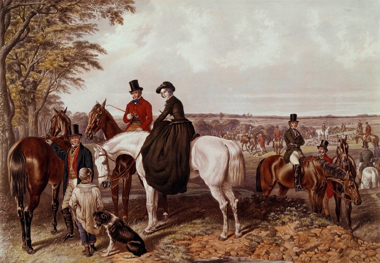 Rævejagten, mødet Cavalieren klatrer ind i Amazonas. Anonym 1800-tals litografi. Privat samling af Anonymous Anonymous