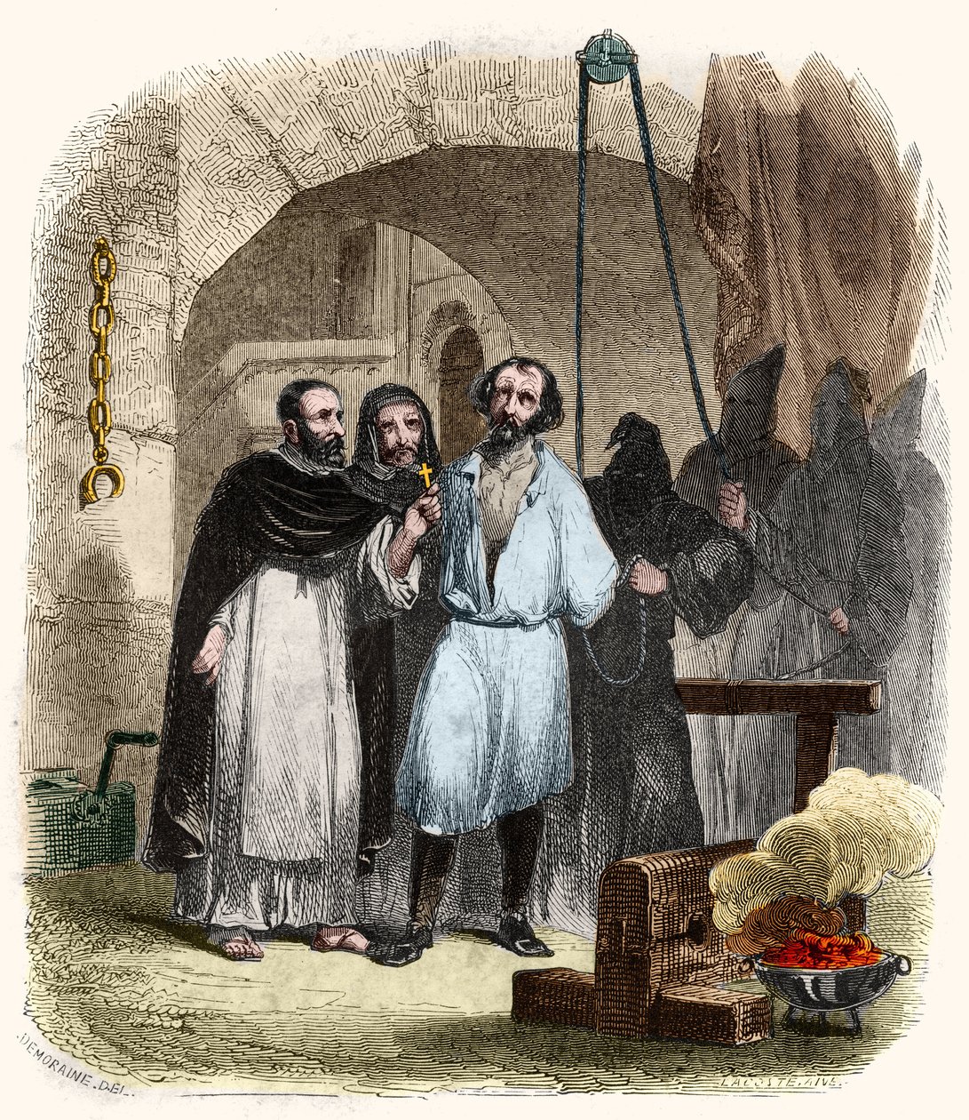 Spørgsmålet om reb i det 16. århundrede. Illustration i "" Mysteres of the Inquisition and Other Secret Societies of Spain"" Af Victor de Fereal, Suberwick, Manuel Galo de Cuendias. Udgivet af P. Boizard af Anonymous Anonymous
