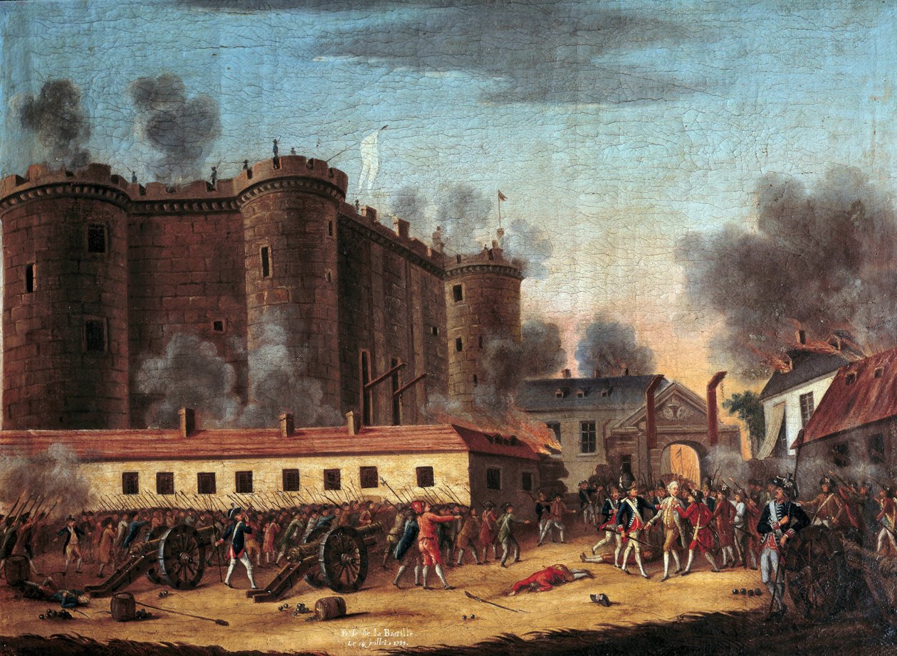 Beslaglæggelsen af Bastillen den 14. juli 1789 og arrestationen af Monsieur de Launay. Markis Bernard Rene (Bernard-Rene) Jordan de Launay (1740-1789), guvernør for Bastillen. Anonymt maleri. Olie på lærred. Mål: 0,63 x 0,81 m. Paris, Musee Carnavalet - Th af Anonymous Anonymous