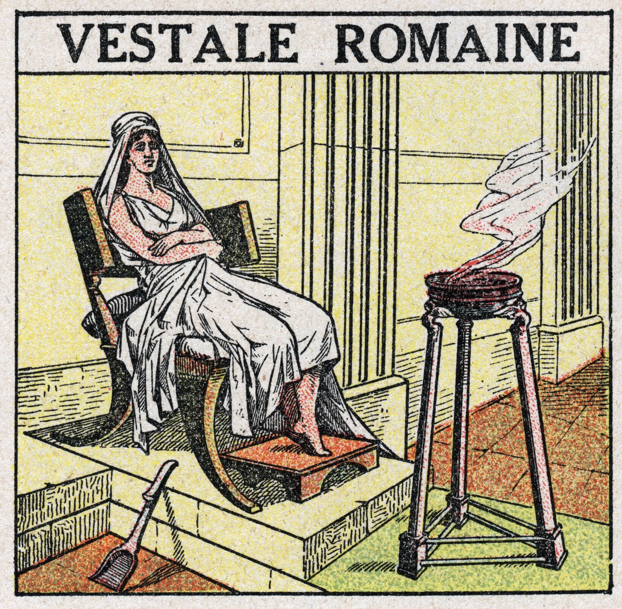 Lyskilderne: en vestal i Romerriget for at opretholde en hellig ild, der aldrig må kunne slukkes. Anonym illustration fra 1925. Privat samling. af Anonymous Anonymous
