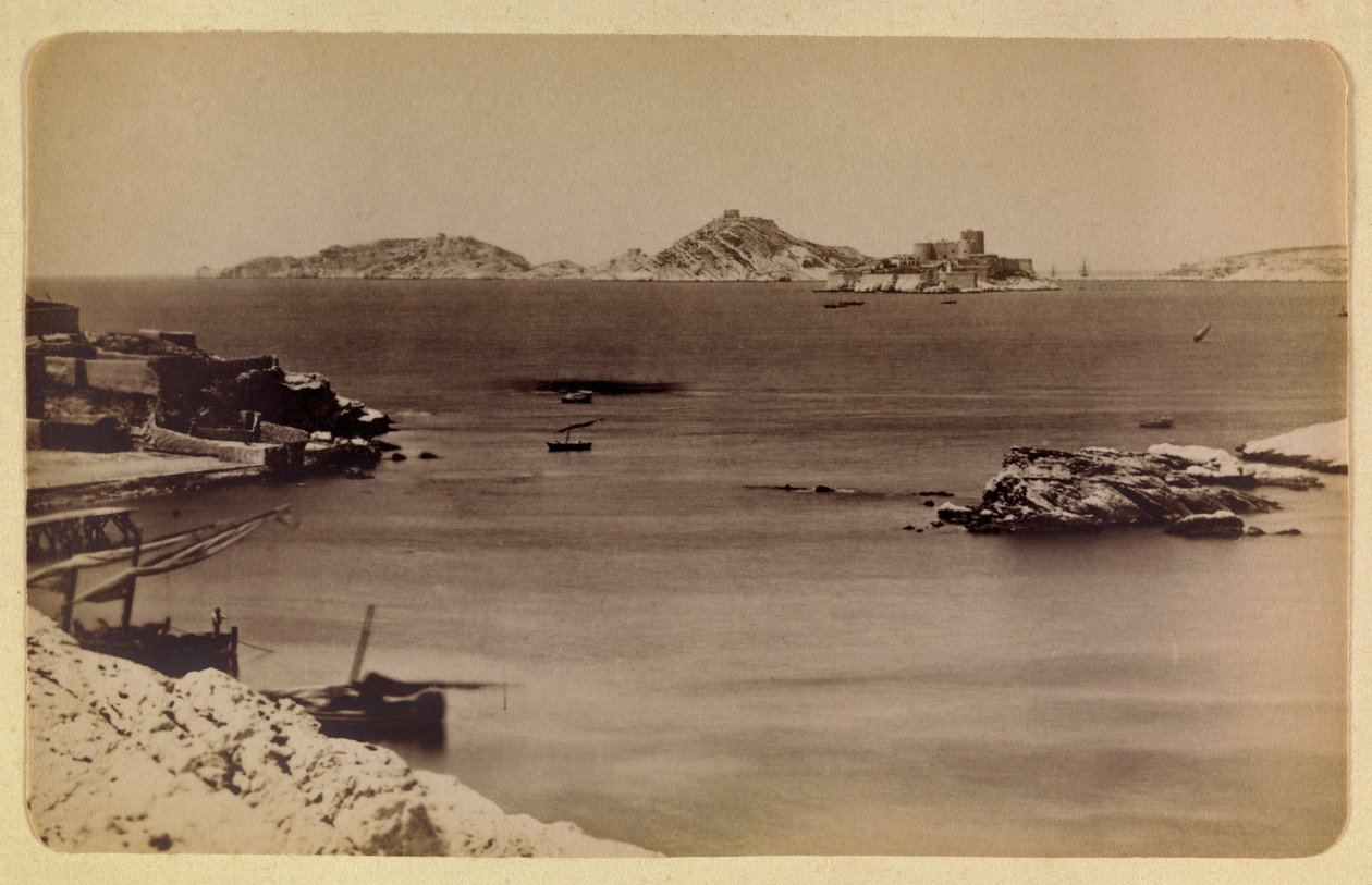 Byen Marseille og dens omgivelser omkring 1885 -1890: Slottet If og øerne, Privat samling af Anonymous Anonymous