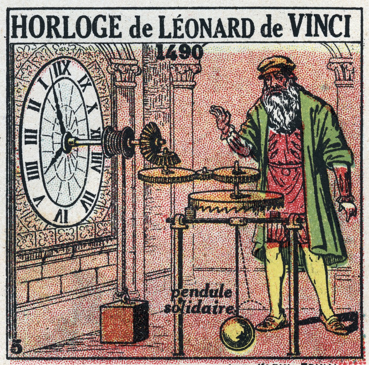 Tid: vægtur opfundet af Leonard de Vinci (Leonardo da Vinci) (1452-1519) i 1490. Det erstatter folderen med en lodret balance. Anonym illustration fra 1925. Privat samling. af Anonymous Anonymous