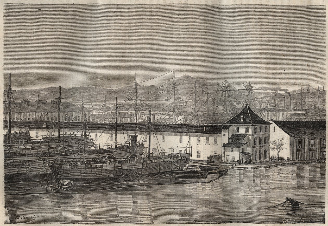 Toulons fængsel i det 19. århundrede. Indgravering i "Fangernes historie fra deres skabelse til i dag"" (1877) af Pierre Zaccone (1817-1895) (Colonia Penale - Straffekoloni) Privat samling. af Anonymous Anonymous