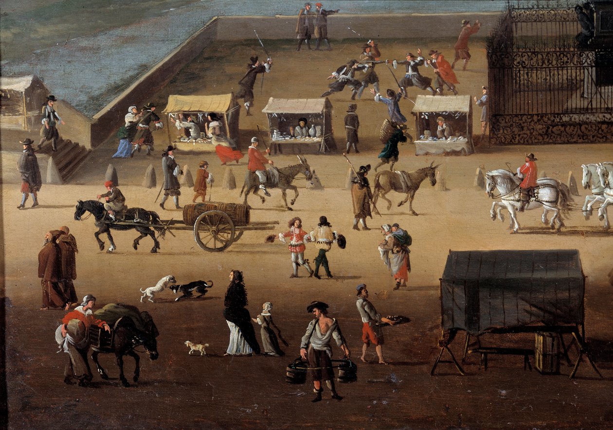 Trafik på Pont Neuf i Paris i det 17. århundrede Detalje. Anonymt maleri. Paris, Musée Carnavalet af Anonymous Anonymous