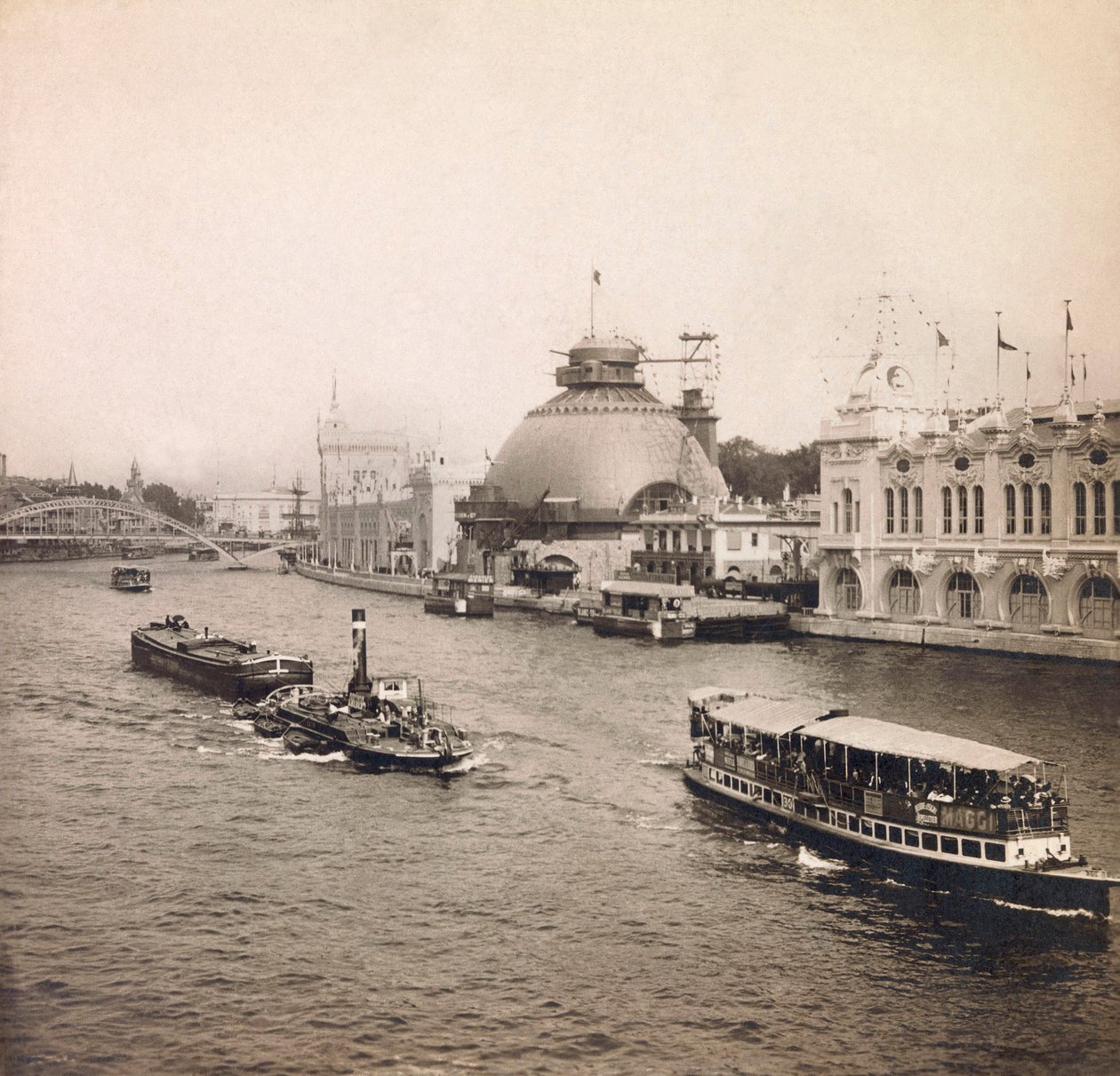 Universal Exposition of 1900 - Exposition Universelle de 1900 i Paris: Panoramaudsigt over Seinen, venstre bred - privat samling af Anonymous Anonymous