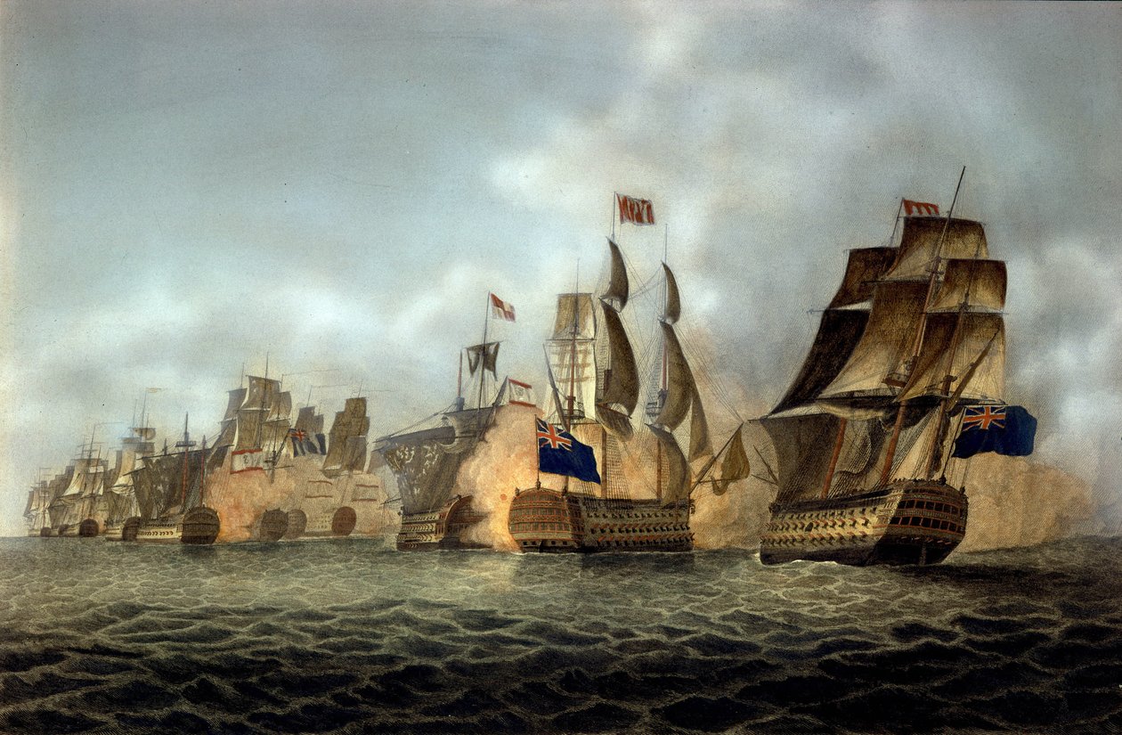 Udsigt over slaget ved Cape Saint-Vincent den 14/02/1797 Indgravering af 1798 af Anonymous Anonymous