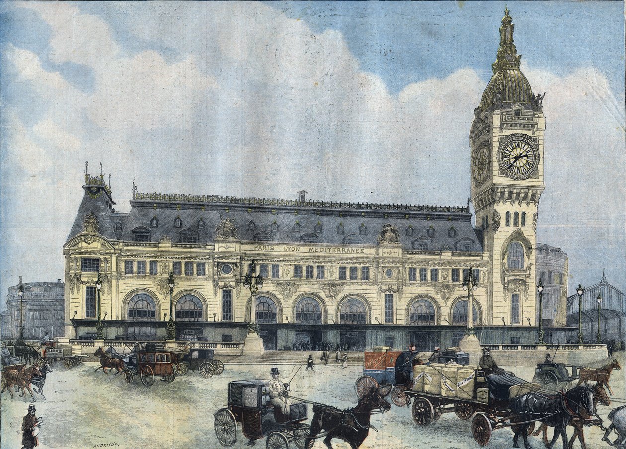 Udsigt over Gare de Lyon i Paris i 1902. Indgravering i "Le Peute Parisien"" af Anonymous Anonymous