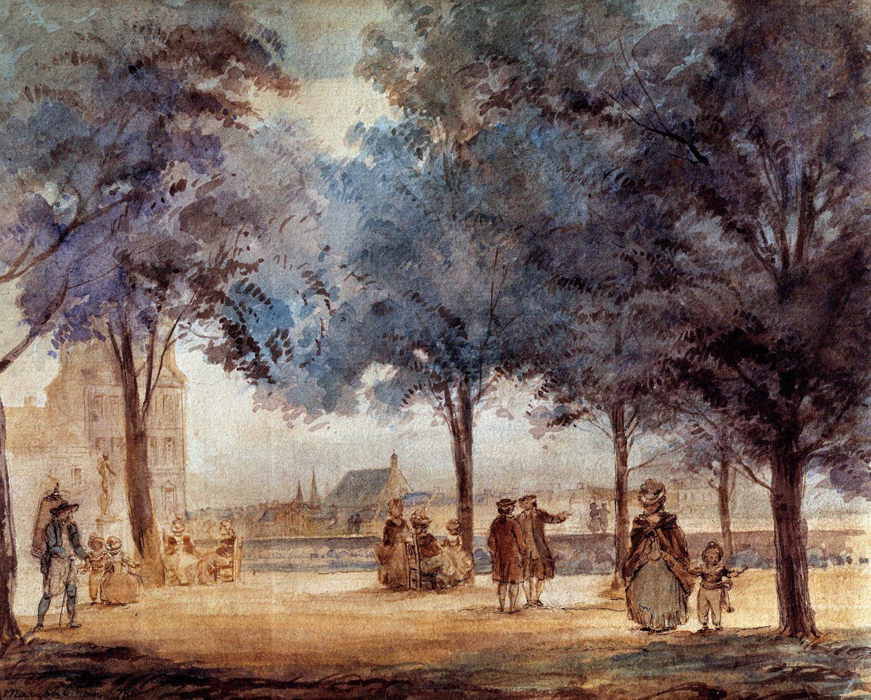 Udsigt over Tuileries-terrassen i Paris i 1786. af Anonymous Anonymous