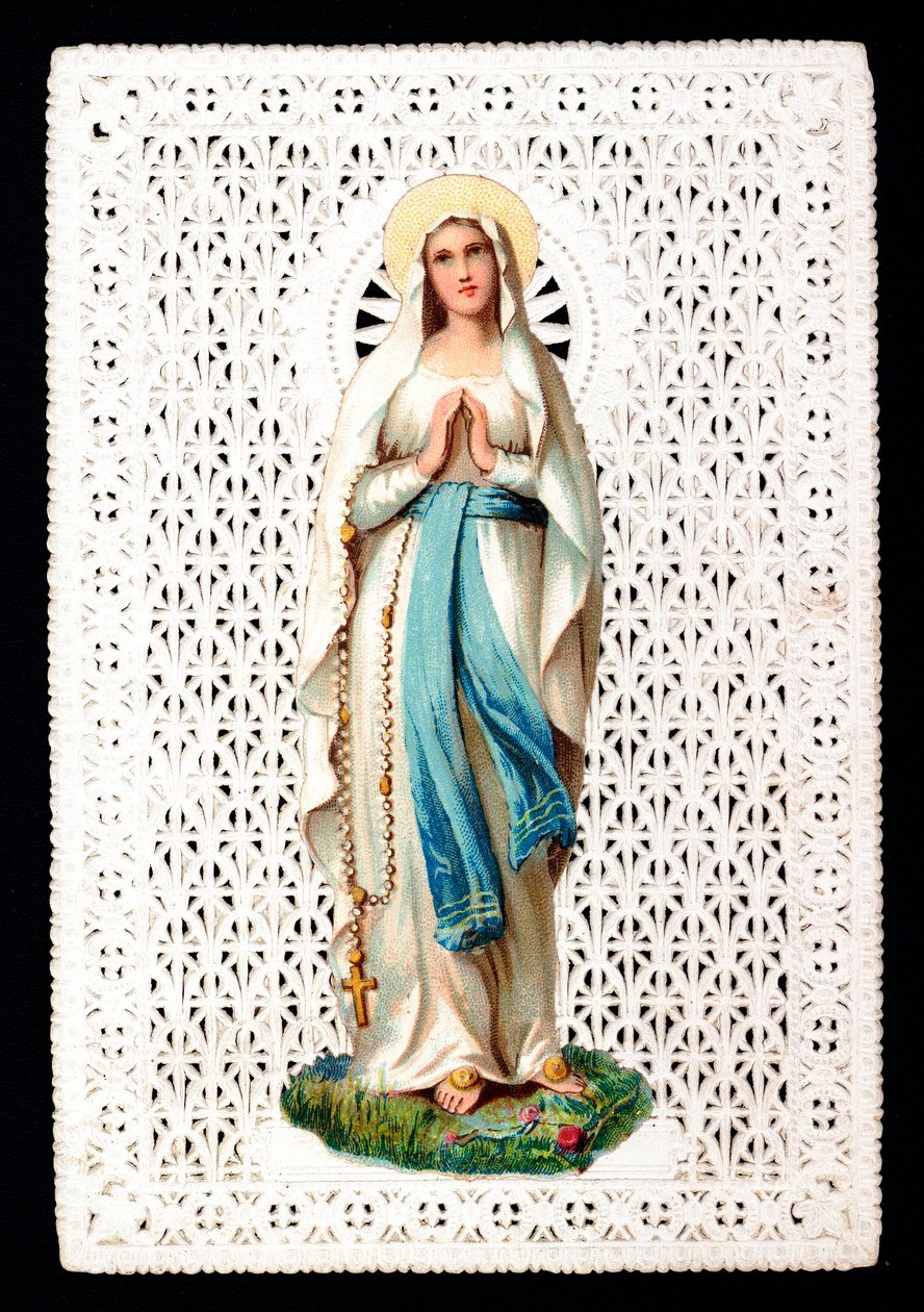 Jomfru Maria from billede. Decoupage kromolitografi. af Anonymous Anonymous