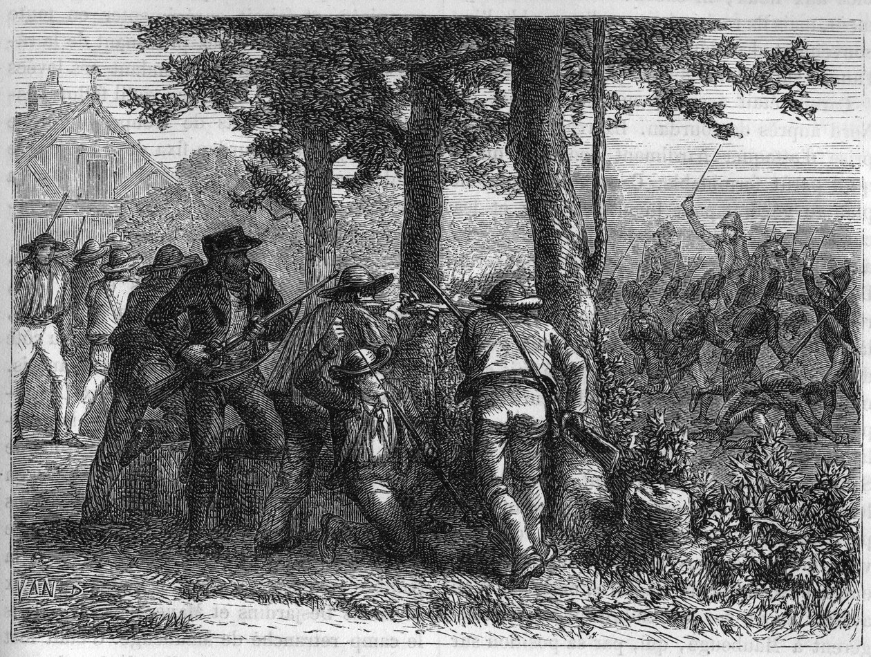 Den franske revolutions krig og bevægelser mod revolutionære: belejring og erobring af byen Lyon af den franske republikanske hær den 9. oktober 1793 mod de royalistiske tropper. Indgravering fra 1866 i "Histoire de la Revolution francaise"" af Adolphe af Anonymous Anonymous