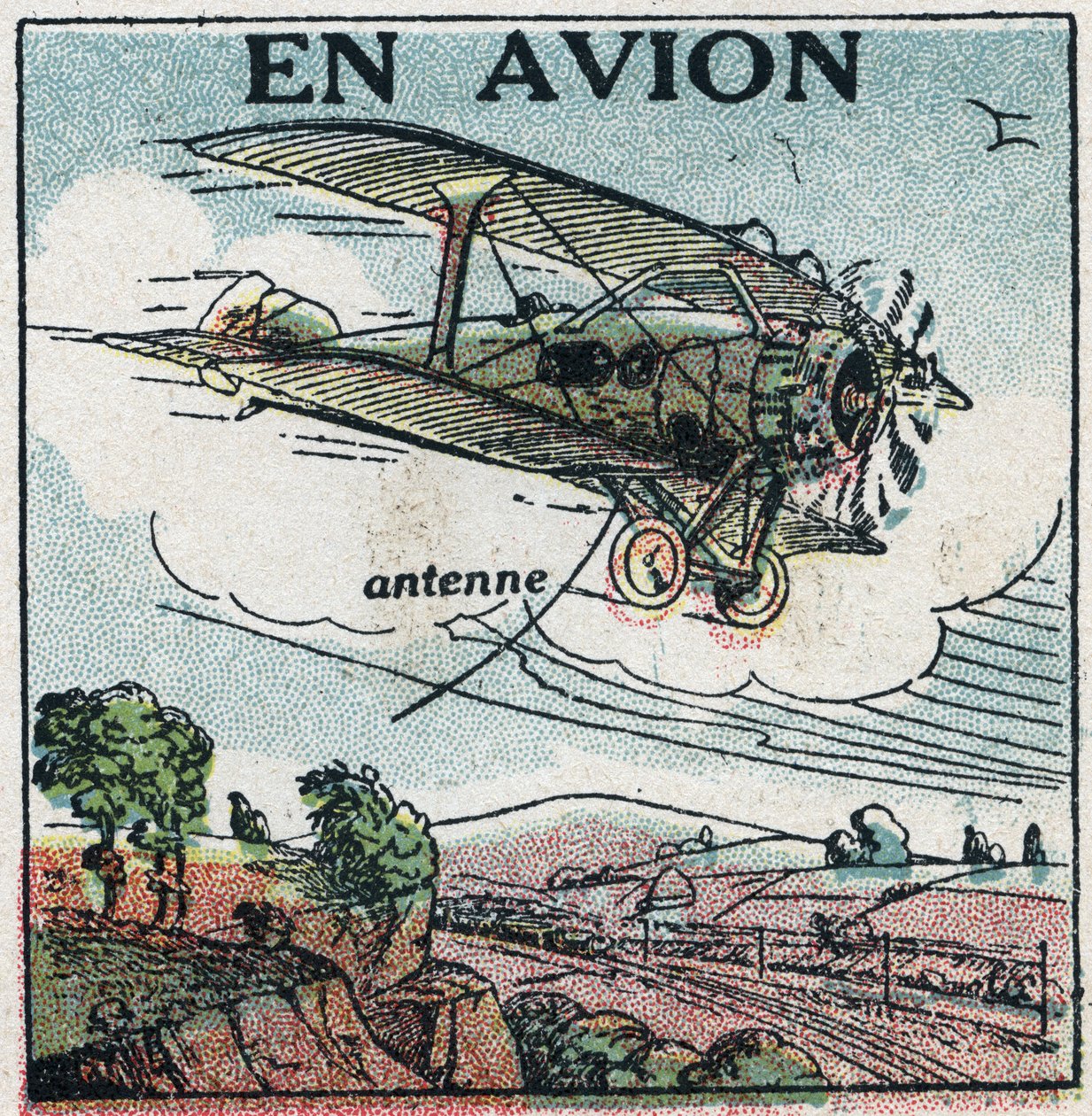 Trådløs telefoni: med fly. Anonym illustration af 1925. Privat samling. af Anonymous Anonymous