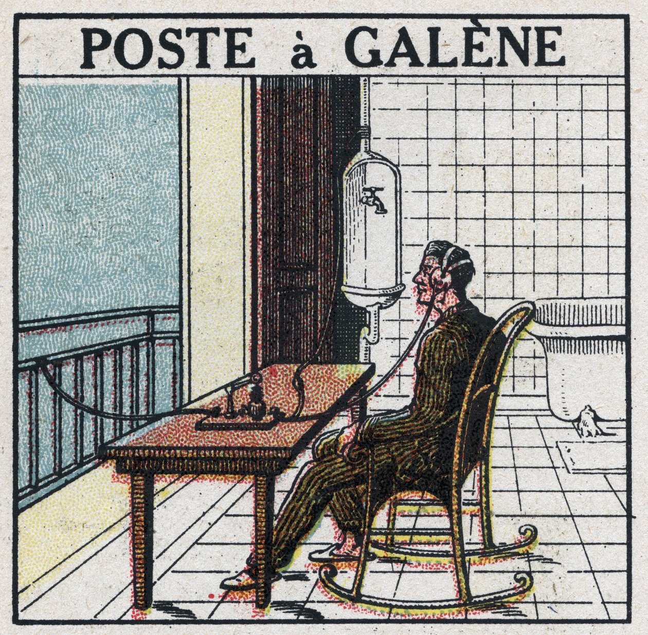 Trådløs telefoni: radiosæt i galene. Anonym illustration af 1925. Privat samling. af Anonymous Anonymous