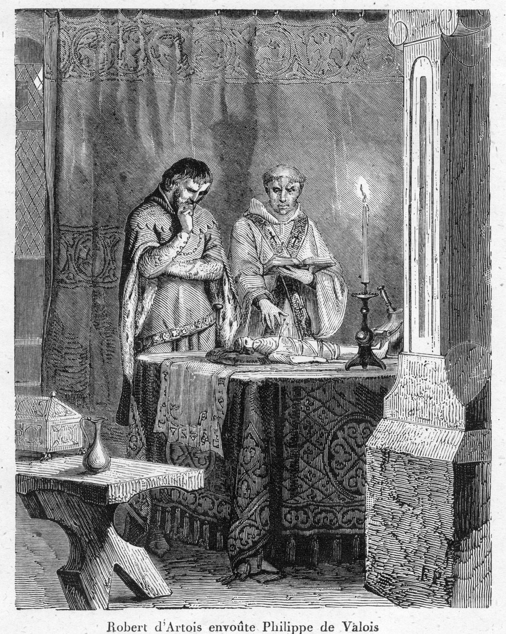 Hekseri og sort magi: "" Herren Robert III af Artois (1287-1342) fortryllende Johannes af Valois (Johannes II, kendt som Johannes den Gode), søn af kong Filip VI, på en voksdukke i hans billede (voodoo) af Anonymous Anonymous