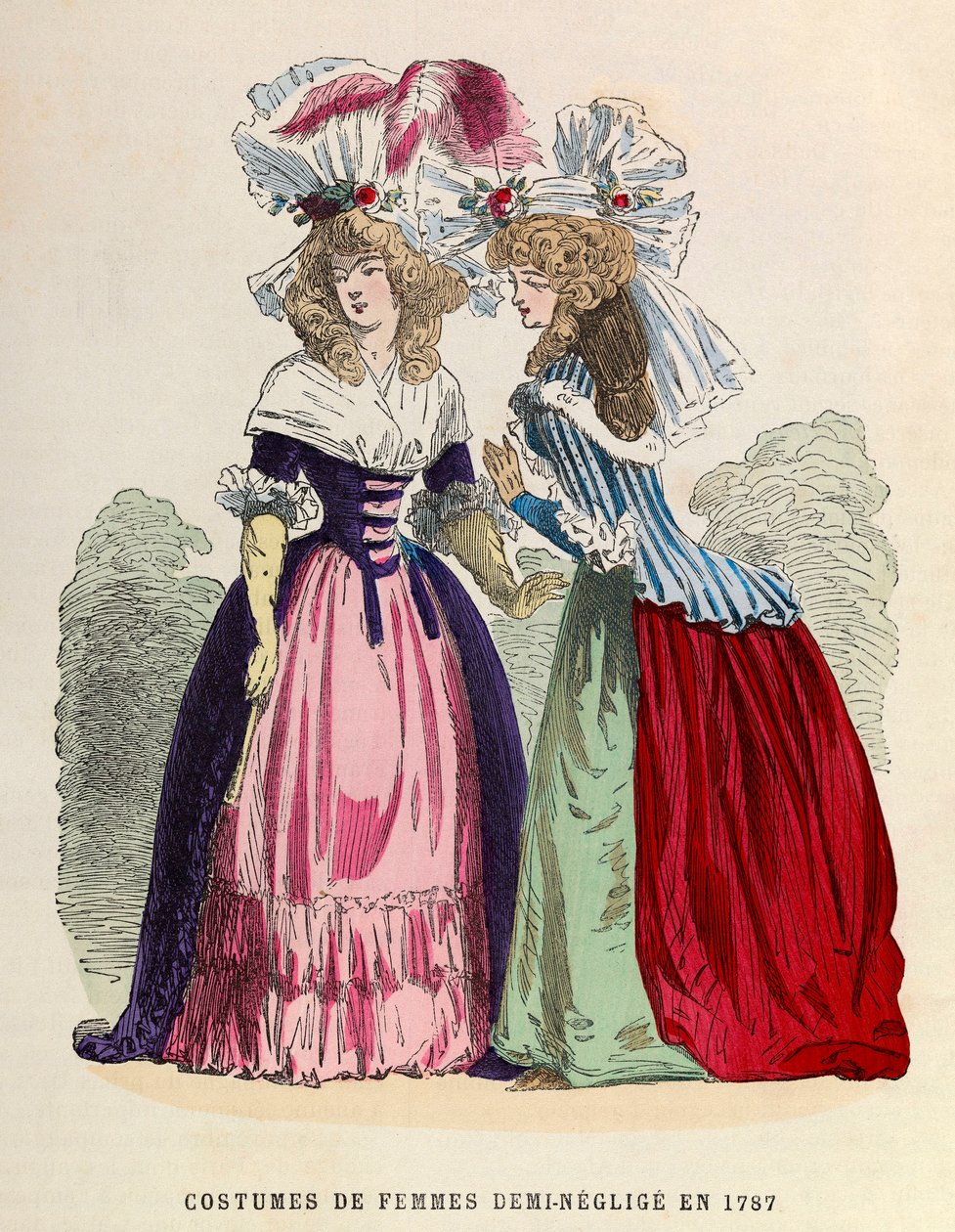Kvindedragter halv - neglige i 1787 - privat samling af Anonymous Anonymous