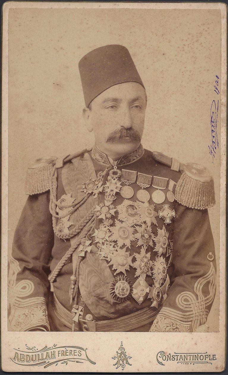 portræt af sultan Abdulhamid II (Abd ul Hamid, Abd-ul-Hamid, Abdulhemit, Abdul Hamid, Abdul-Hamid, Abd al Hamid, Abd al-Hamid) (1842-1918) - Sultan Abduelhamid II (1842-1918), kejser af osmannerne, kalif af de troende, anonym. Fotografering af Anonymous Anonymous