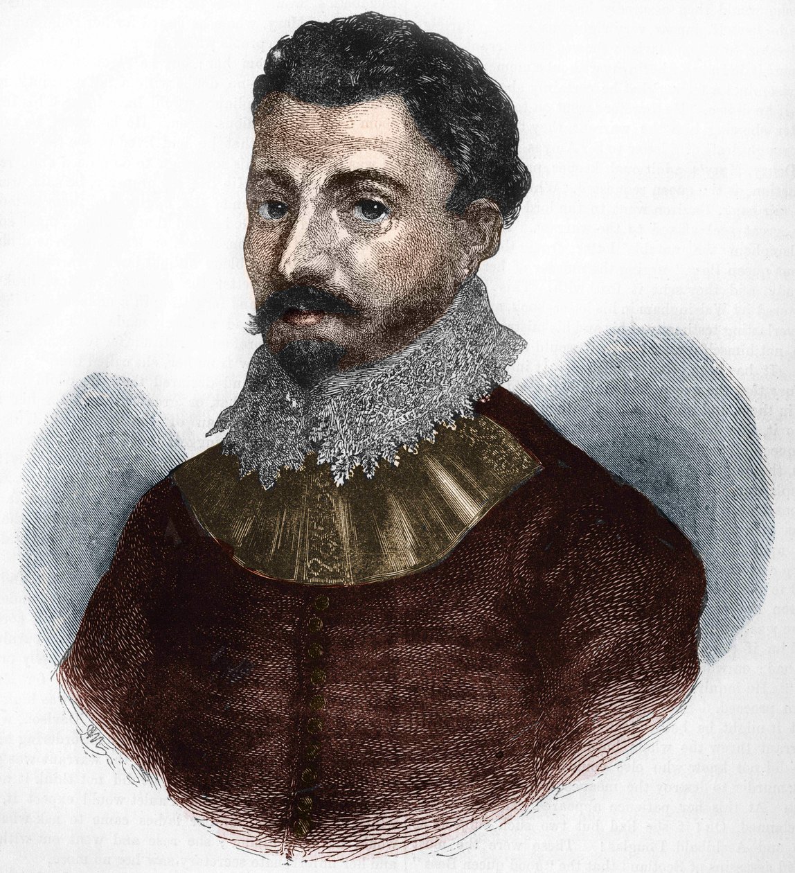 portræt af Sir Francis Drake. Engelsk navigatør og kaper (f i Tavistock, Devonshire, ca. 1540 ud for Portobelo, Paname af Anonymous Anonymous