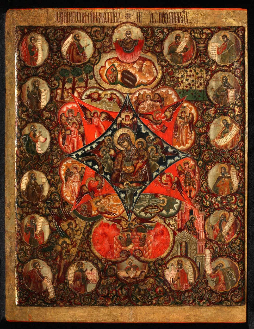 Mother of God of the Burning Bush, 1600-tallet af Anonymous Russian icon painter