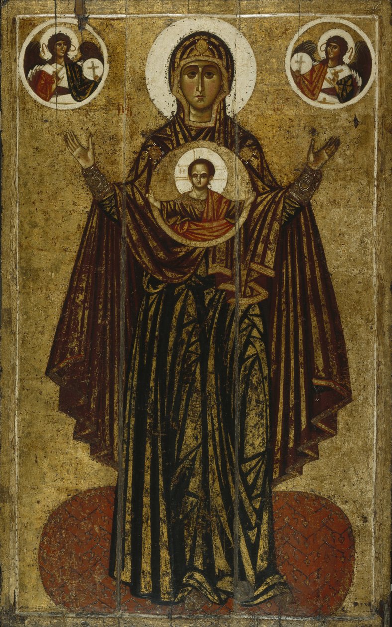 Vor Frue af den Store Panagia Orante, begyndelsen af det 13. århundrede. af Anonymous Russian icon painter