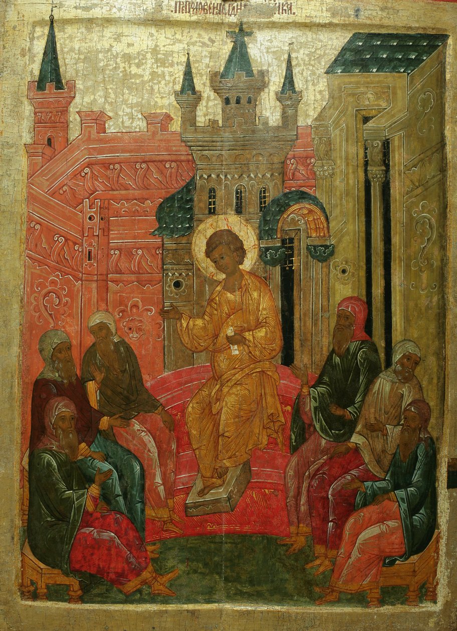 Prepolowenie Kristus blandt lægerne, 1400-tallet af Anonymous Russian icon painter