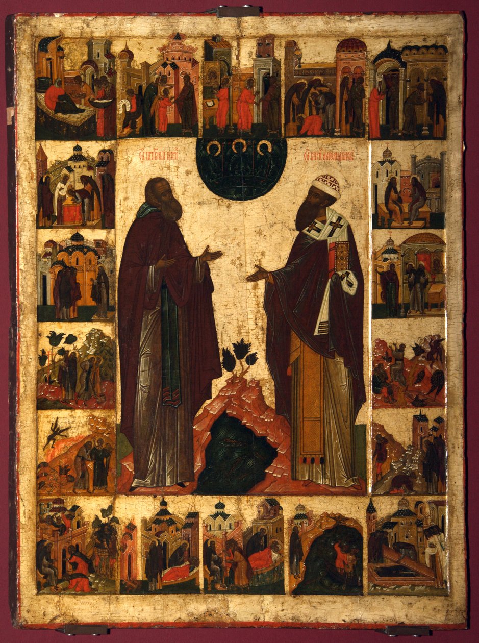 Saint Cyril of White Lake og Saint Cyril of Alexandria, anden halvdel af det 16. årh. af Anonymous Russian icon painter
