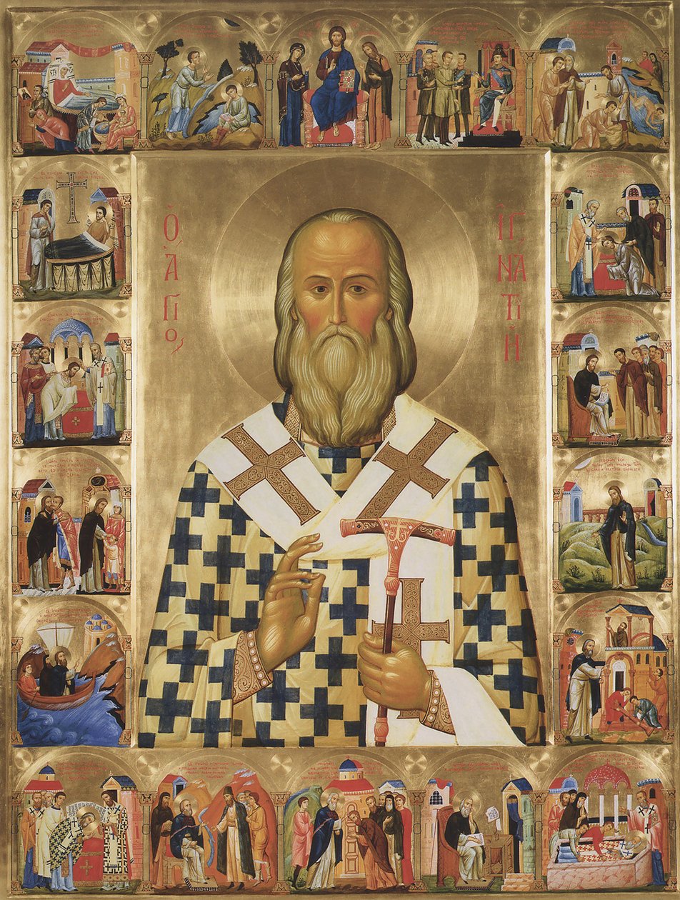 Sankt Ignatius Brianchaninov med scener fra sit liv, det 20. århundrede af Anonymous Russian icon painter