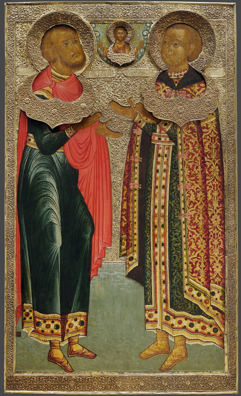 St. John Sochawski og Tsarevich Ivan Mikhailovich, 1639-1640 af Anonymous Russian icon painter