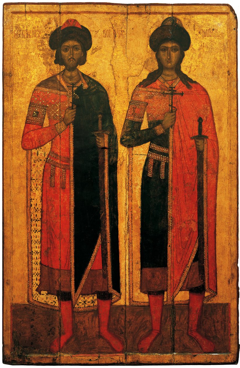 De hellige Boris og Gleb, midten af det 14. århundrede. af Anonymous Russian icon painter