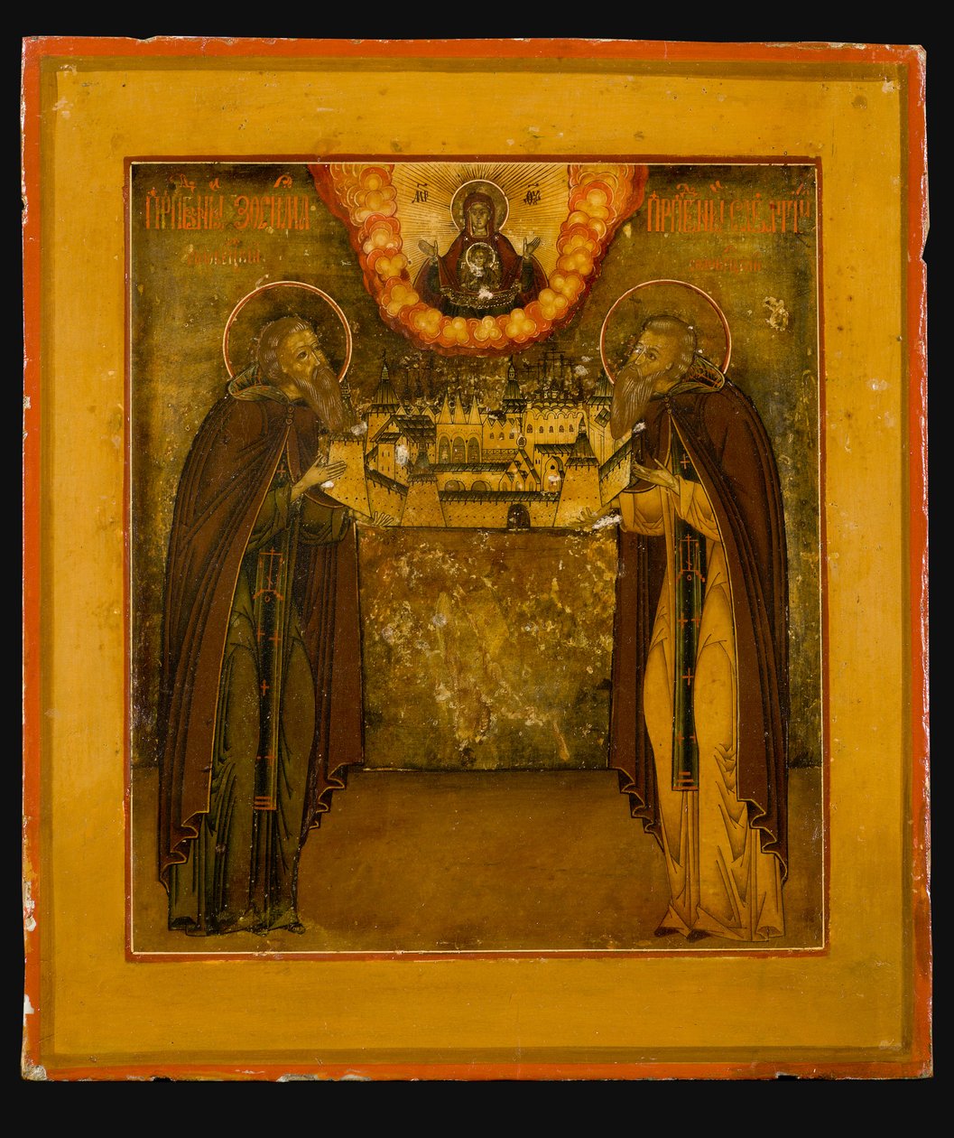 Hellige Zosima og Savvatiy af Solovki, slutningen af det 18. århundrede. af Anonymous Russian icon painter