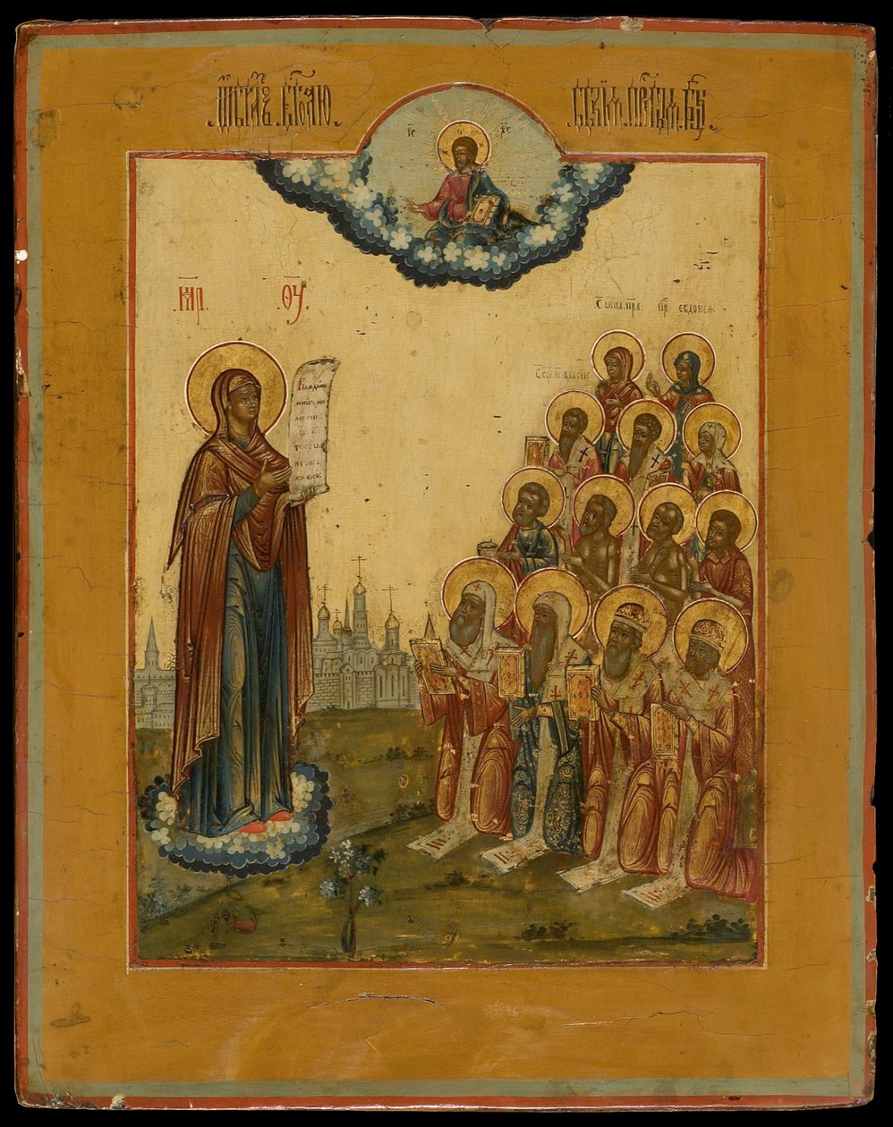 Den Hellige Jomfru Bogolyubsky, slutningen af det 18. århundrede. af Anonymous Russian icon painter