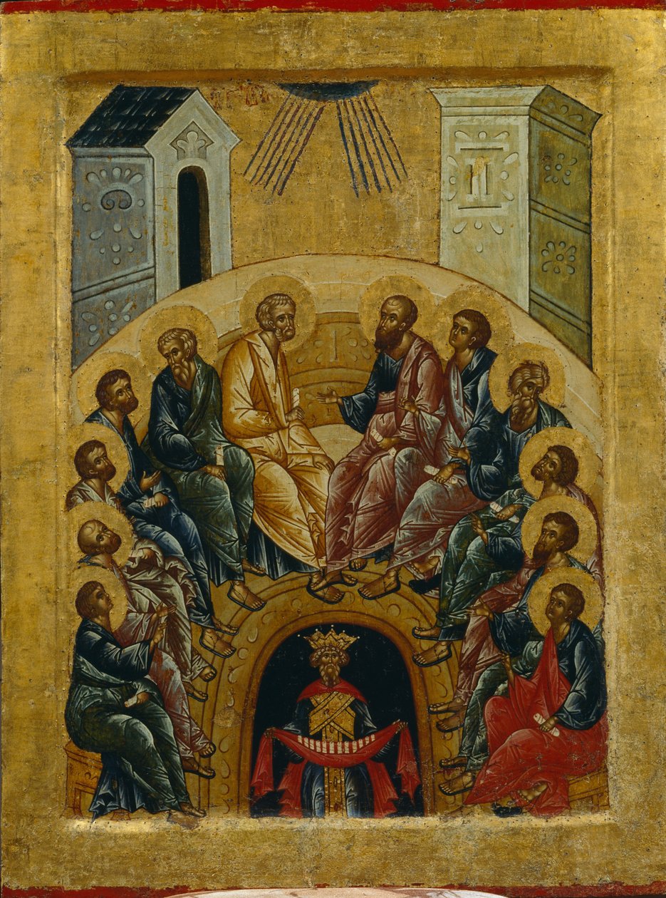 Helligåndens nedstigning, 1497 af Anonymous Russian icon painter