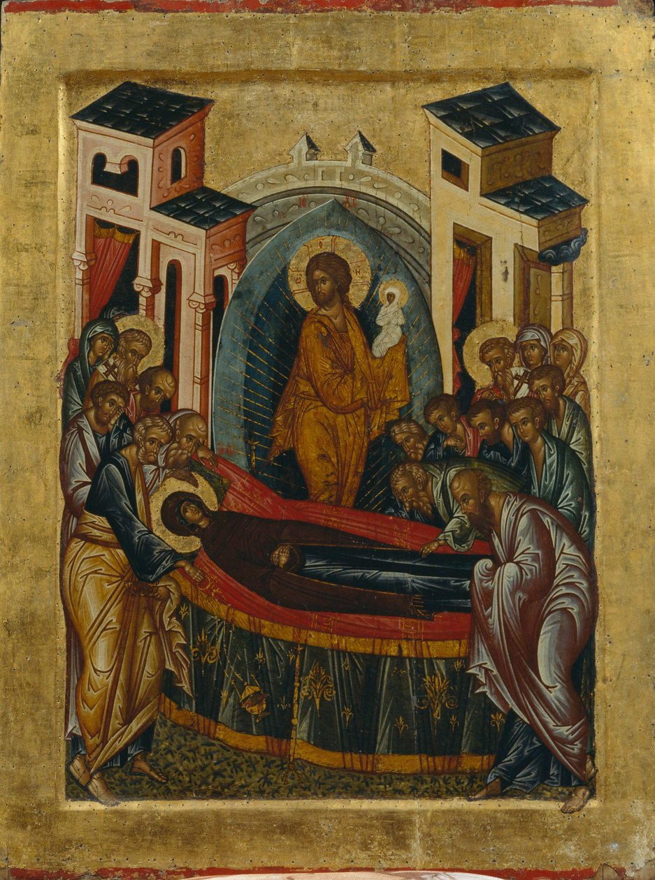 Jomfruens Dormition, 1497 af Anonymous Russian icon painter