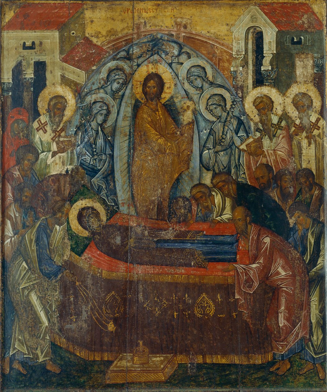 The Dormition of the Virgin, begyndelsen af det 15. århundrede. af Anonymous Russian icon painter