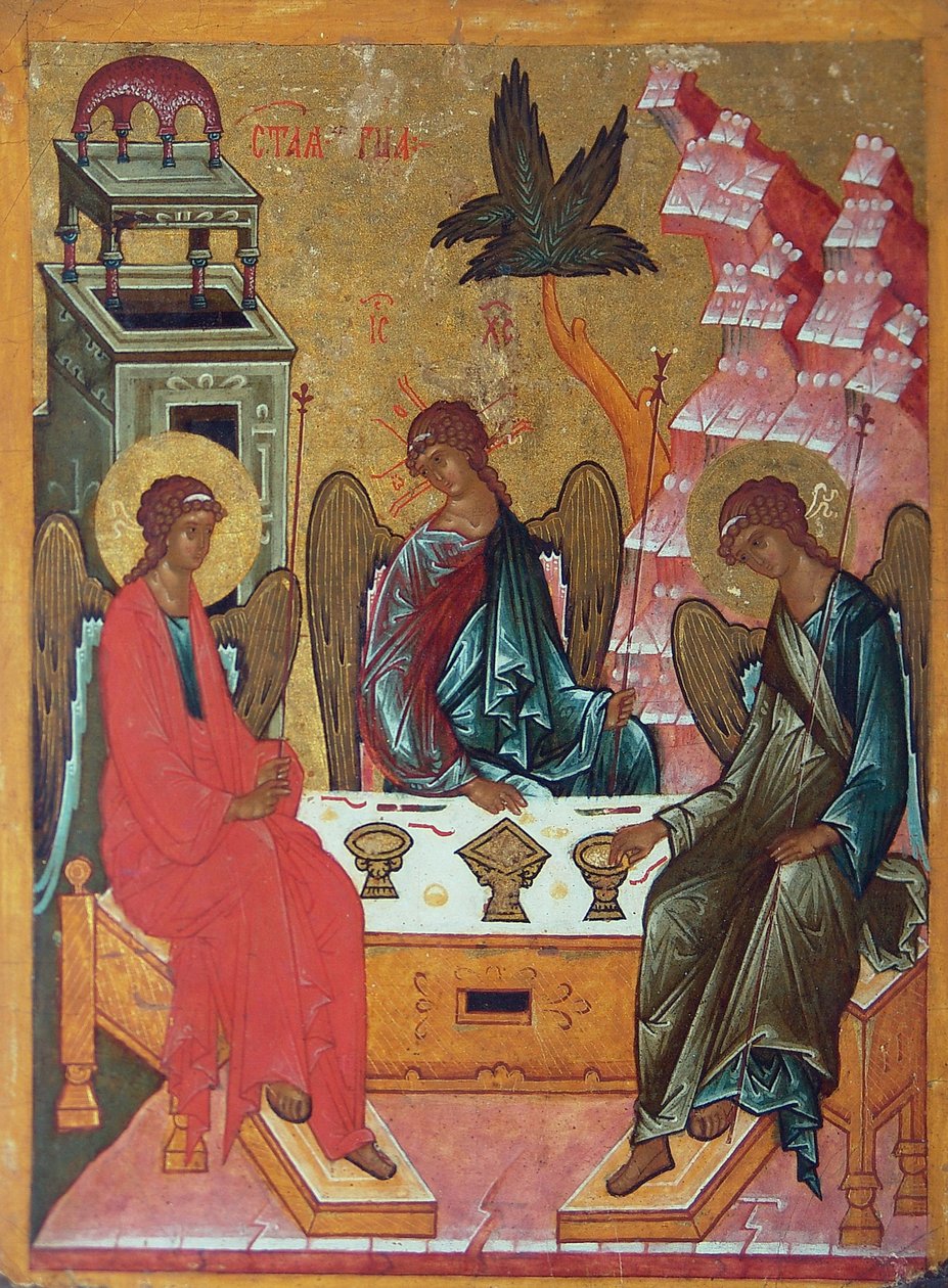 Den hellige treenighed, 1400-tallet af Anonymous Russian icon painter