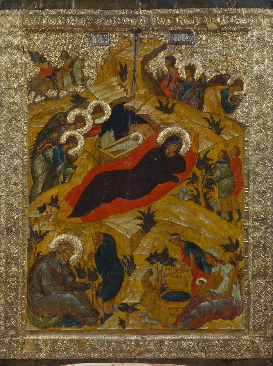 Fødselen, 1497 af Anonymous Russian icon painter