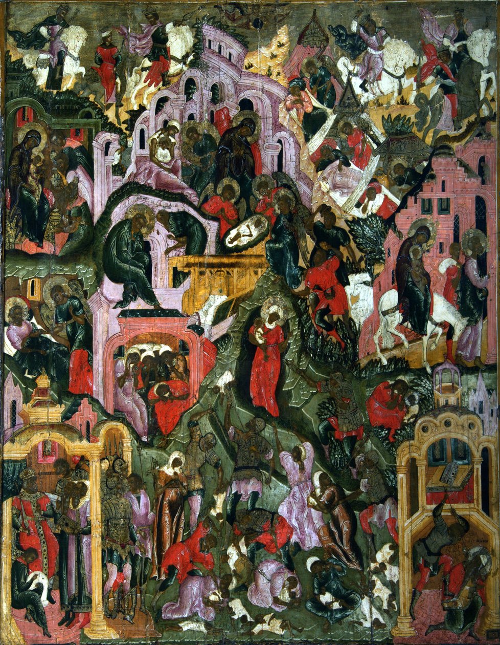 Kristi fødsel Den hellige nat, anden halvdel af det 17. århundrede. af Anonymous Russian icon painter