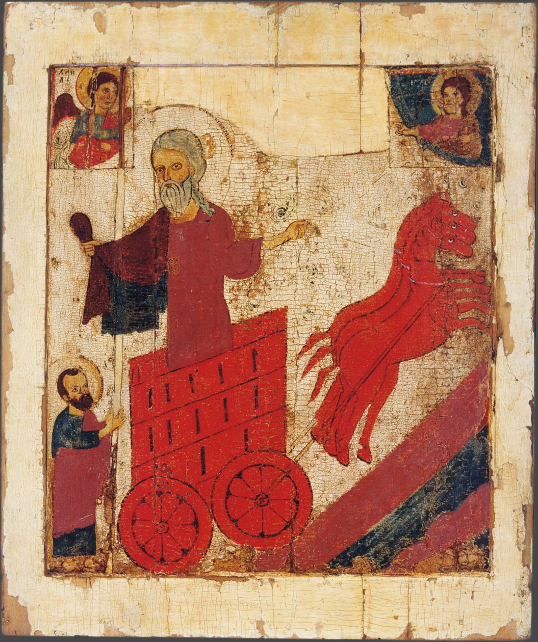 Profeten Elias og den brændende vogn, 1200-tallet af Anonymous Russian icon painter