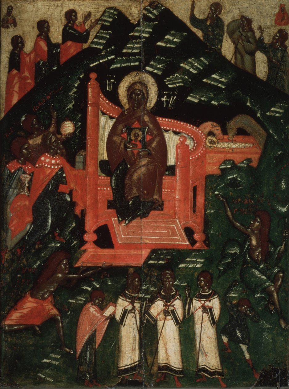 Jomfruens synakse, slutningen af det 14. århundrede. af Anonymous Russian icon painter