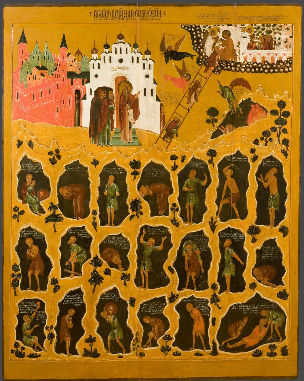 The Vision of Saint John Climacus, 1500-tallet af Anonymous Russian icon painter