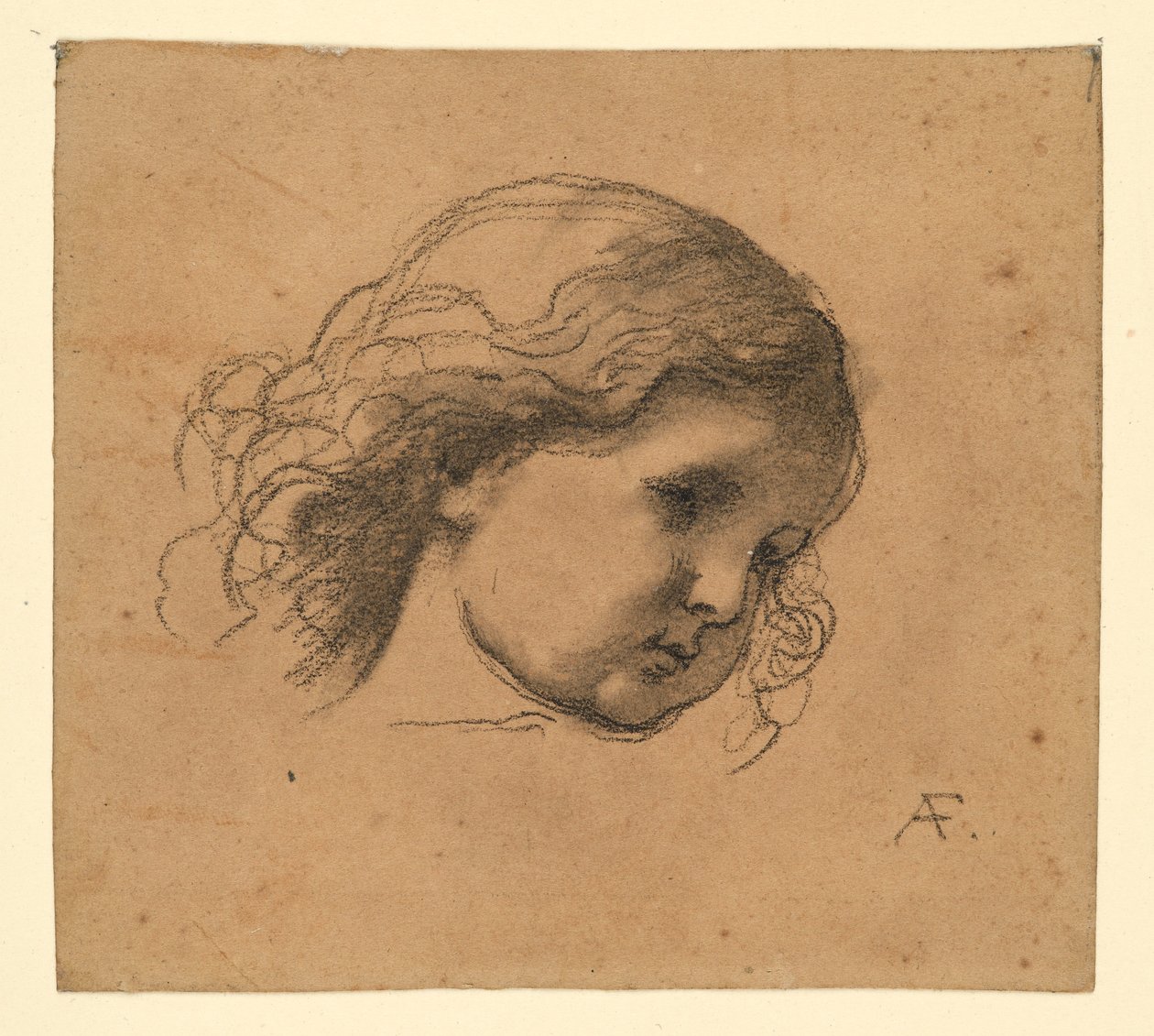 Et barns krøllede hår af Anselm Feuerbach