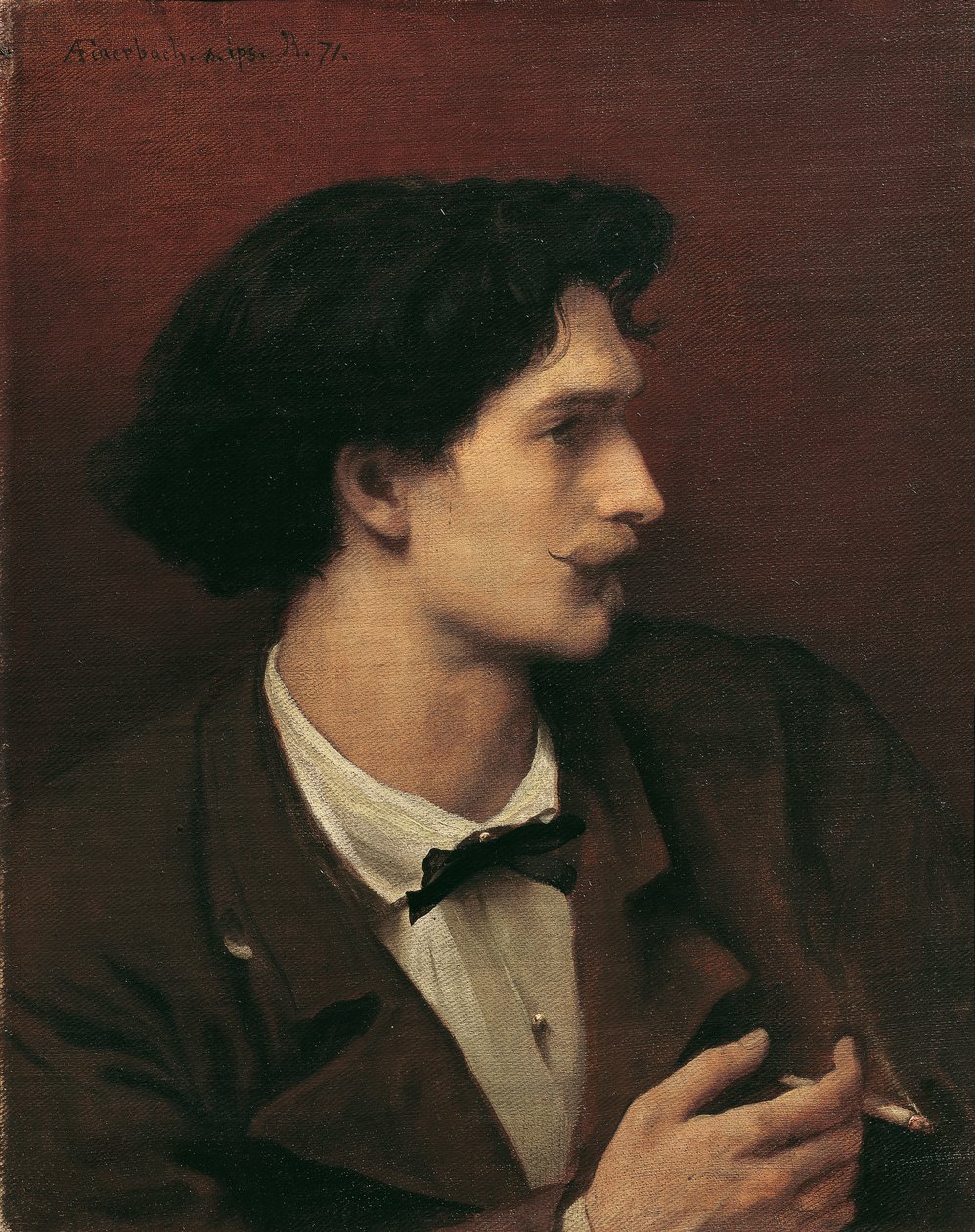 Selvportræt med en cigaret af Anselm Feuerbach