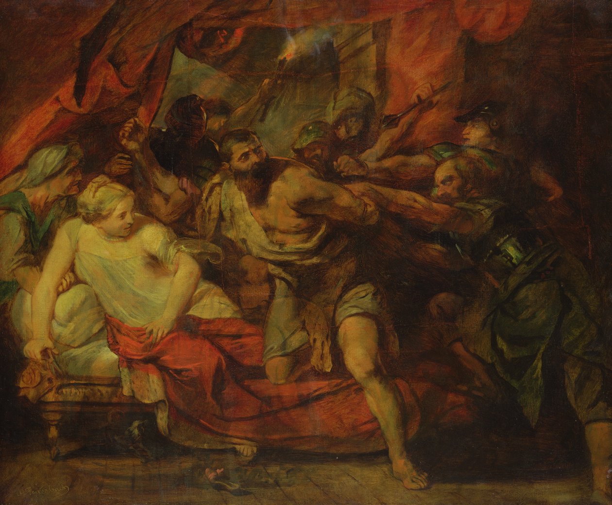 Samsons fængsling, efter et maleri af Rubens, 1848 af Anselm Feuerbach