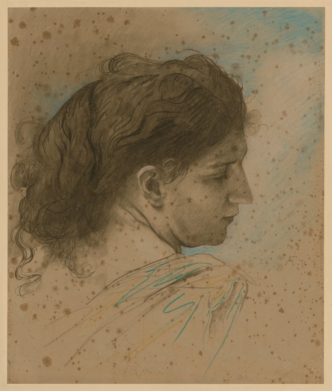 Studiehoved af en kvinde af Anselm Feuerbach