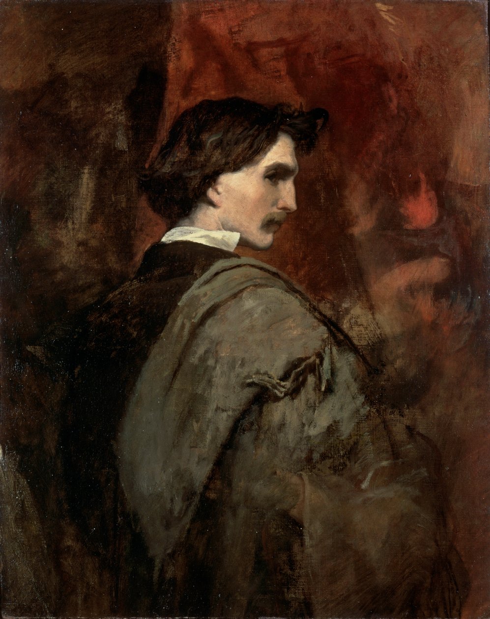 Selvportræt, c1854-c1858 af Anselm Friedrich Feuerbach